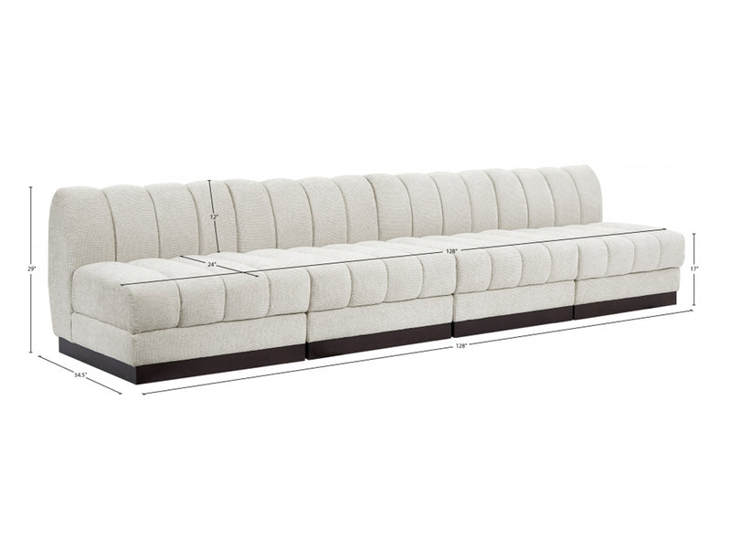 Quinn 128" Wide Chenille Fabric Modular Sofa