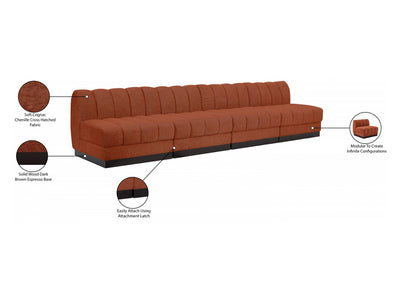 Quinn 128" Wide Chenille Fabric Modular Sofa