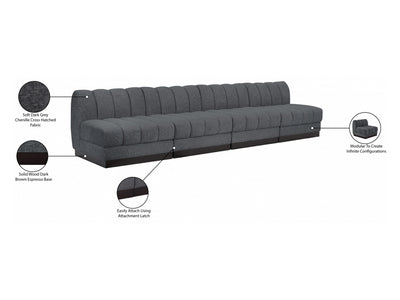 Quinn 128" Wide Chenille Fabric Modular Sofa