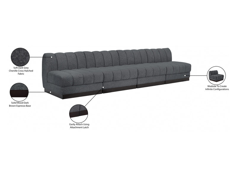 Quinn 128" Wide Chenille Fabric Modular Sofa