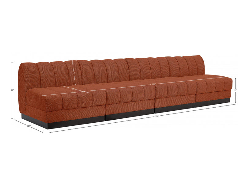 Quinn 128" Wide Chenille Fabric Modular Sofa