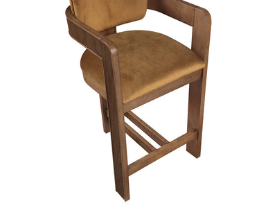 Sacha 20.5" Wide Walnut Frame Velvet Bar Stool (Set of 2)
