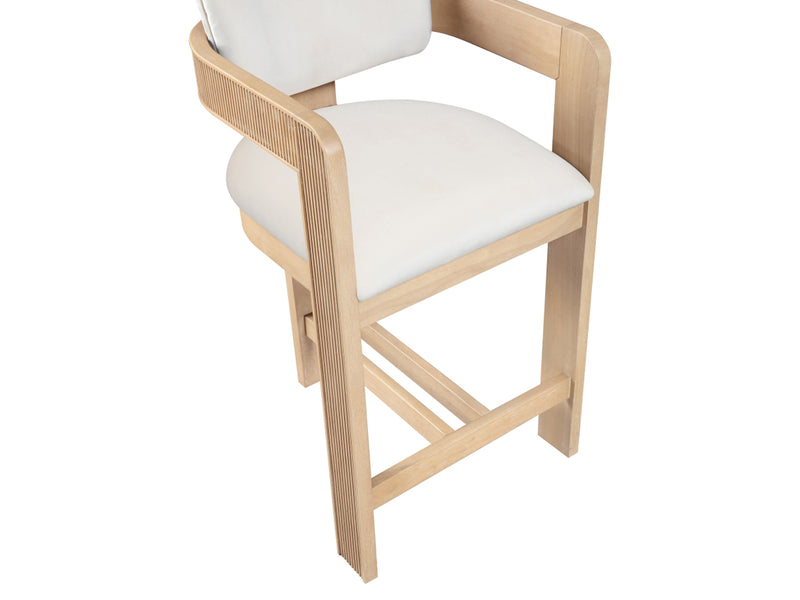 Sacha 20.5" Wide Natural Frame Velvet Bar Stool (Set of 2)