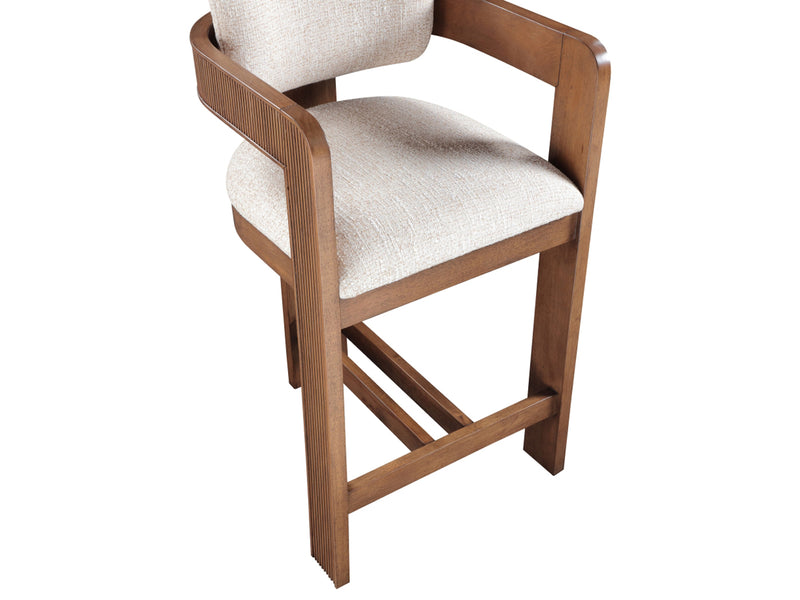 Sacha 20.5" Wide Walnut Frame Linen Bar Stool (Set of 2)