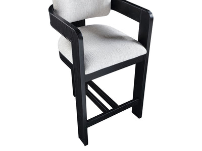 Sacha 20.5" Wide Black Frame Linen Bar Stool (Set of 2)