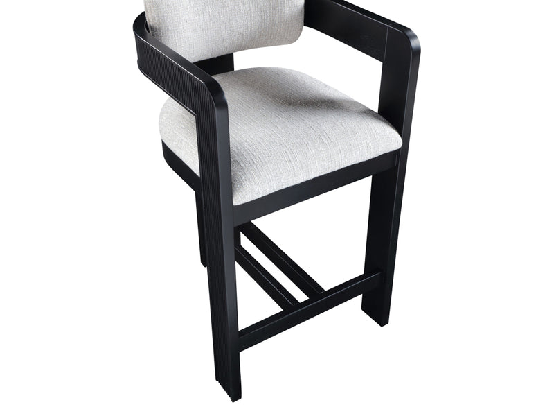 Sacha 20.5" Wide Black Frame Linen Bar Stool (Set of 2)