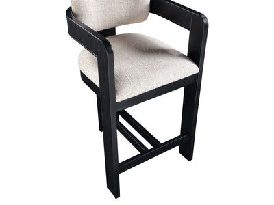 Sacha 20.5" Wide Black Frame Linen Bar Stool (Set of 2)