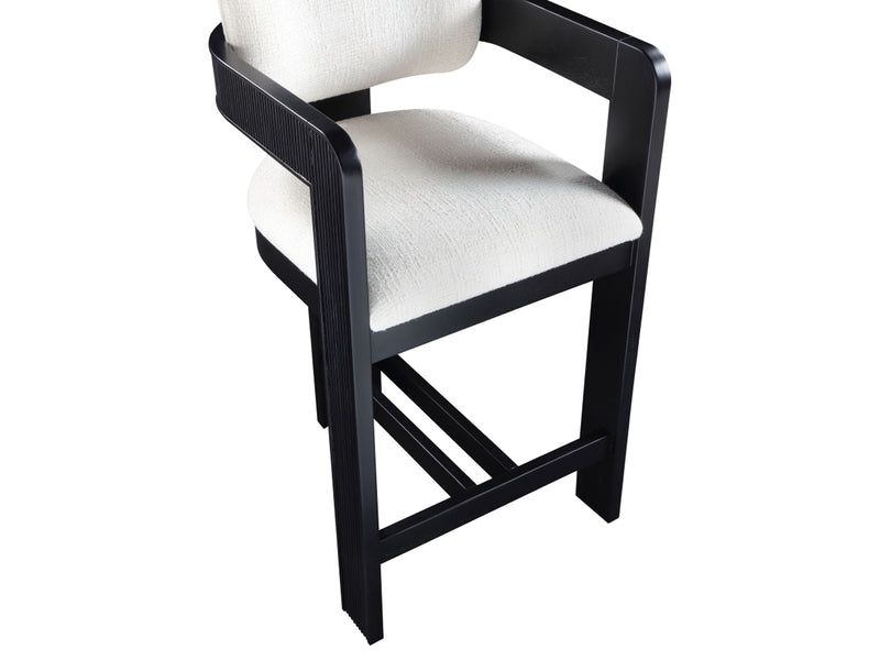 Sacha 20.5" Wide Black Frame Linen Bar Stool (Set of 2)