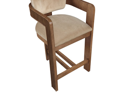Sacha 20.5" Wide Walnut Frame Velvet Bar Stool (Set of 2)