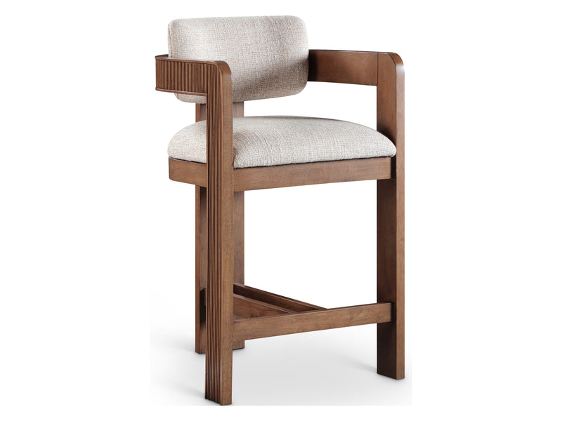 Sacha 20.5" Wide Walnut Frame Linen Bar Stool (Set of 2)