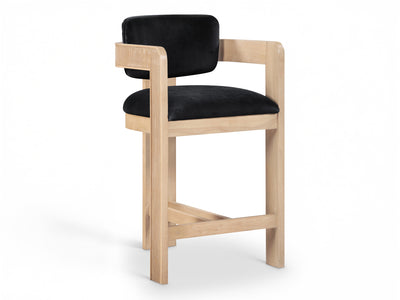 Sacha 20.5" Wide Natural Frame Velvet Bar Stool (Set of 2)