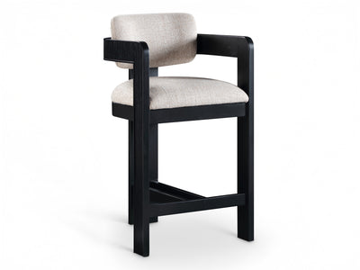 Sacha 20.5" Wide Black Frame Linen Bar Stool (Set of 2)