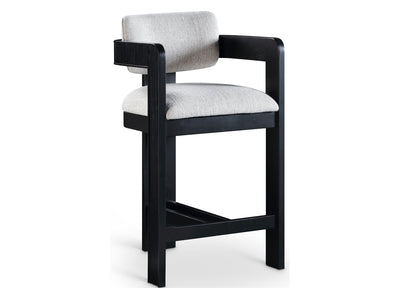 Sacha 20.5" Wide Black Frame Linen Bar Stool (Set of 2)