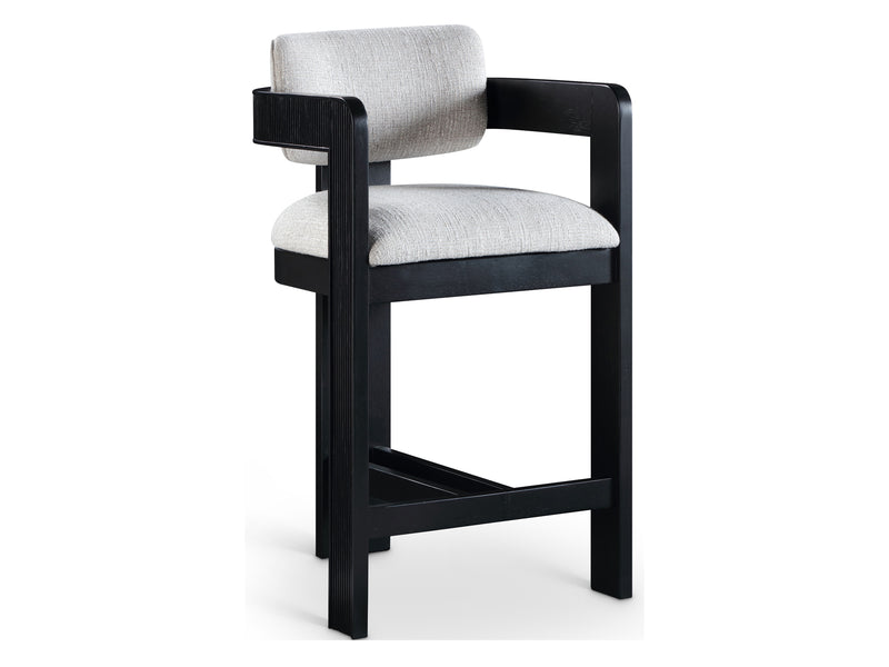 Sacha 20.5" Wide Black Frame Linen Bar Stool (Set of 2)