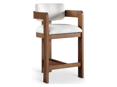 Sacha 20.5" Wide Walnut Frame Linen Bar Stool (Set of 2)