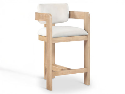 Sacha 20.5" Wide Natural Frame Velvet Bar Stool (Set of 2)