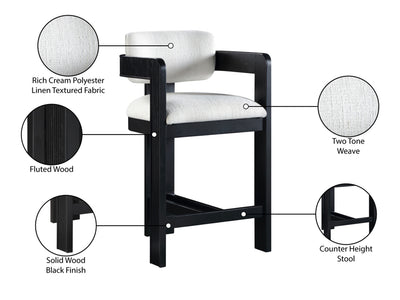 Sacha 20.5" Wide Black Frame Linen Bar Stool (Set of 2)