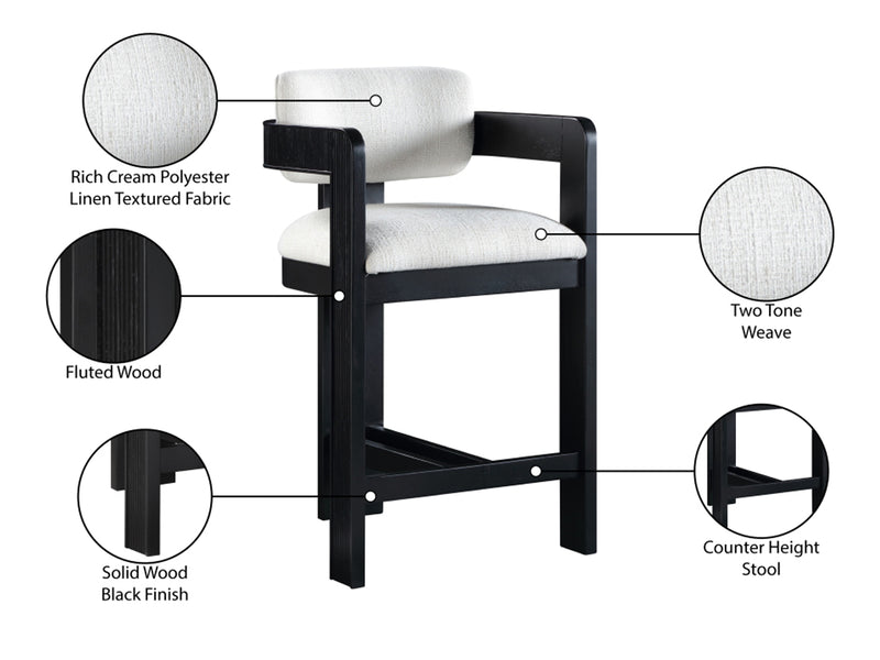 Sacha 20.5" Wide Black Frame Linen Bar Stool (Set of 2)