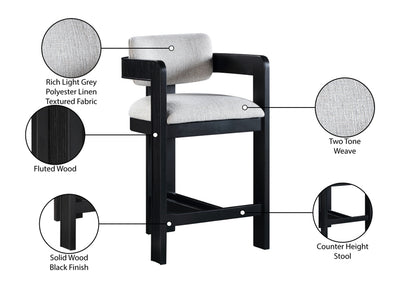 Sacha 20.5" Wide Black Frame Linen Bar Stool (Set of 2)