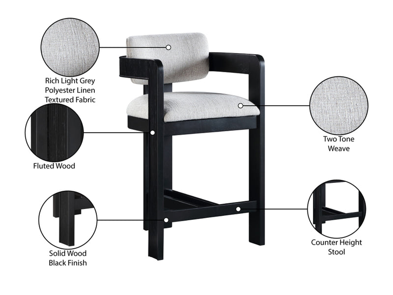 Sacha 20.5" Wide Black Frame Linen Bar Stool (Set of 2)