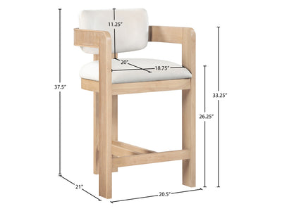 Sacha 20.5" Wide Natural Frame Velvet Bar Stool (Set of 2)