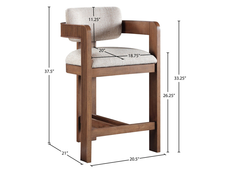 Sacha 20.5" Wide Walnut Frame Linen Bar Stool (Set of 2)
