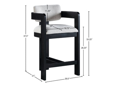 Sacha 20.5" Wide Black Frame Linen Bar Stool (Set of 2)