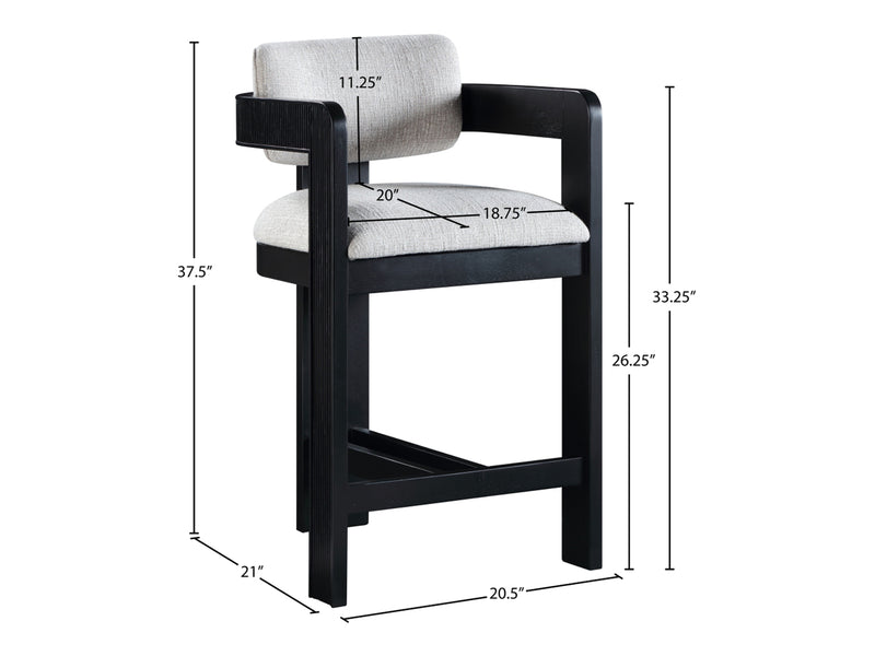 Sacha 20.5" Wide Black Frame Linen Bar Stool (Set of 2)