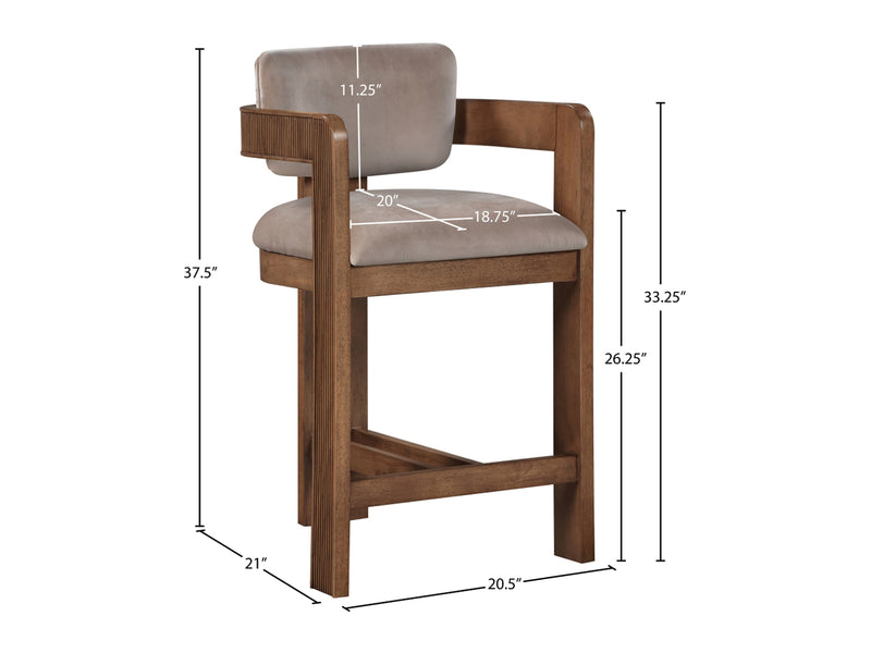 Sacha 20.5" Wide Walnut Frame Velvet Bar Stool (Set of 2)