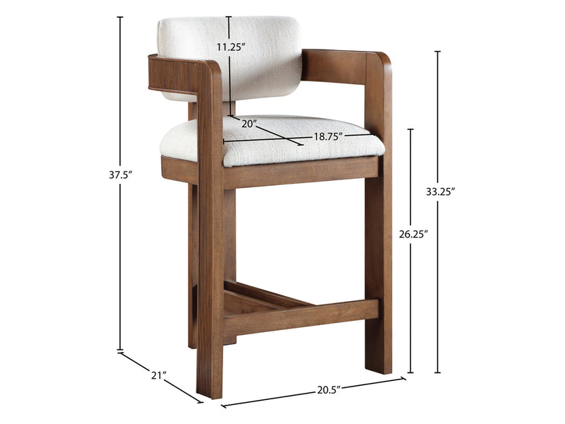 Sacha 20.5" Wide Walnut Frame Linen Bar Stool (Set of 2)