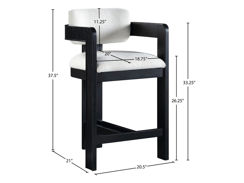 Sacha 20.5" Wide Black Frame Linen Bar Stool (Set of 2)