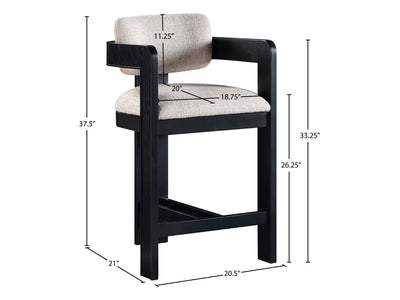 Sacha 20.5" Wide Black Frame Linen Bar Stool (Set of 2)