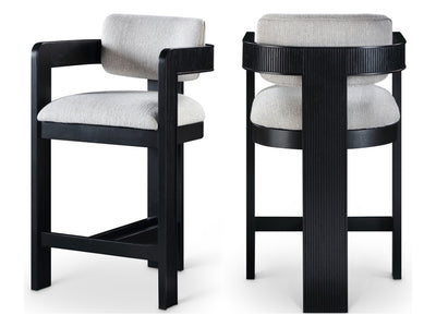 Sacha 20.5" Wide Black Frame Linen Bar Stool (Set of 2)