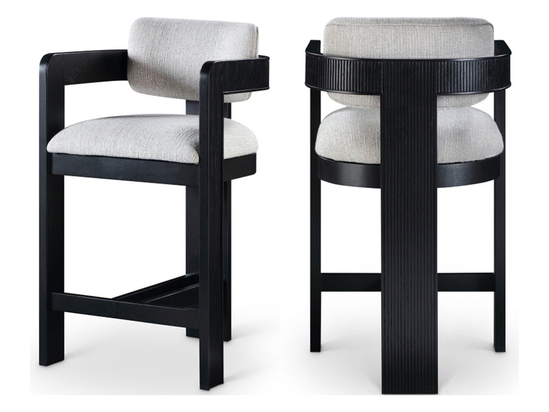 Sacha 20.5" Wide Black Frame Linen Bar Stool (Set of 2)