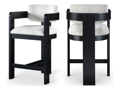 Sacha 20.5" Wide Black Frame Linen Bar Stool (Set of 2)