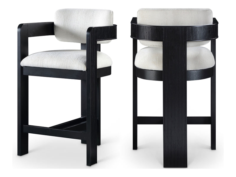 Sacha 20.5" Wide Black Frame Linen Bar Stool (Set of 2)