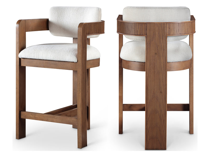 Sacha 20.5" Wide Walnut Frame Linen Bar Stool (Set of 2)