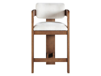 Sacha 20.5" Wide Walnut Frame Linen Bar Stool (Set of 2)