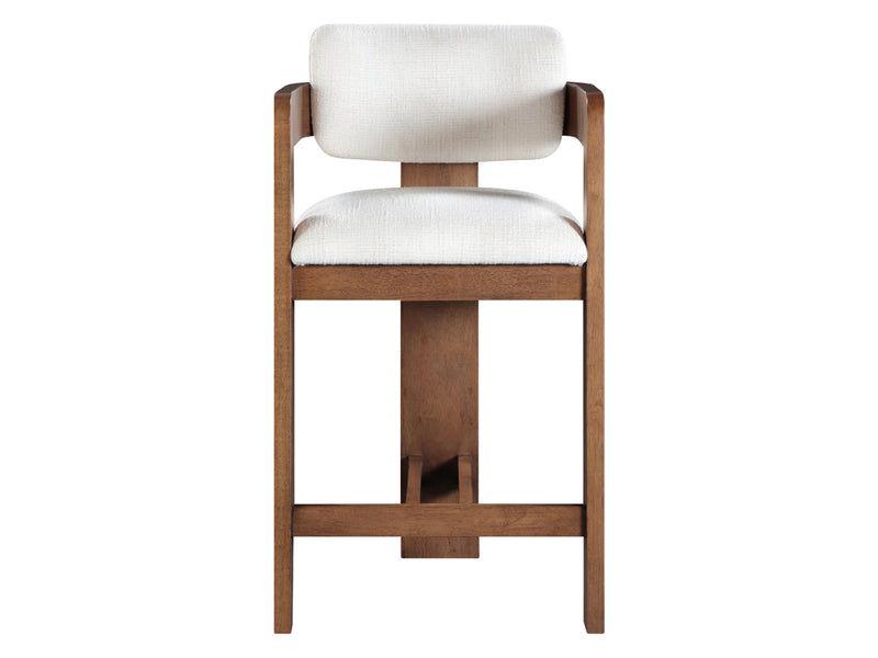 Sacha 20.5" Wide Walnut Frame Linen Bar Stool (Set of 2)