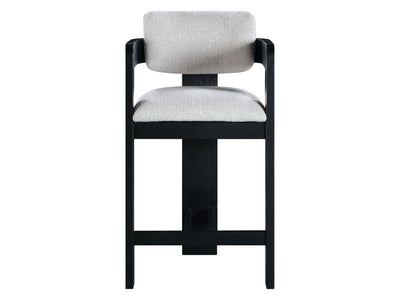 Sacha 20.5" Wide Black Frame Linen Bar Stool (Set of 2)