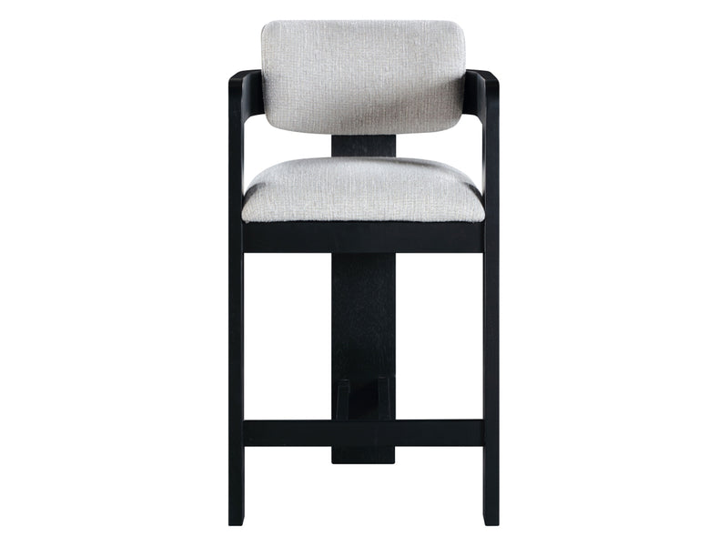 Sacha 20.5" Wide Black Frame Linen Bar Stool (Set of 2)