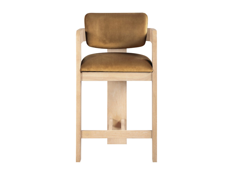 Sacha 20.5" Wide Natural Frame Velvet Bar Stool (Set of 2)