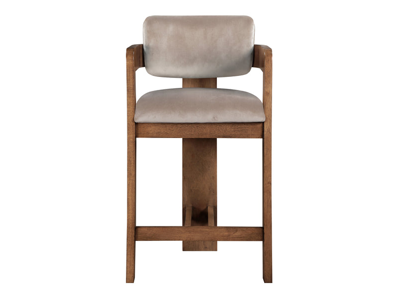 Sacha 20.5" Wide Walnut Frame Velvet Bar Stool (Set of 2)
