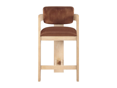 Sacha 20.5" Wide Natural Frame Velvet Bar Stool (Set of 2)