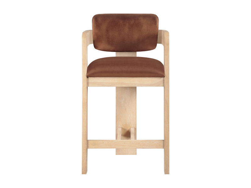 Sacha 20.5" Wide Natural Frame Velvet Bar Stool (Set of 2)