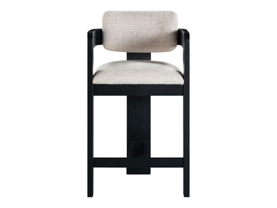 Sacha 20.5" Wide Black Frame Linen Bar Stool (Set of 2)