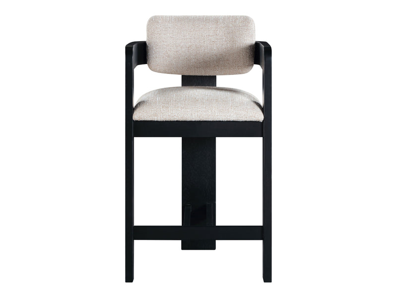 Sacha 20.5" Wide Black Frame Linen Bar Stool (Set of 2)