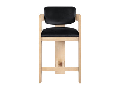 Sacha 20.5" Wide Natural Frame Velvet Bar Stool (Set of 2)