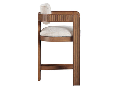 Sacha 20.5" Wide Walnut Frame Linen Bar Stool (Set of 2)