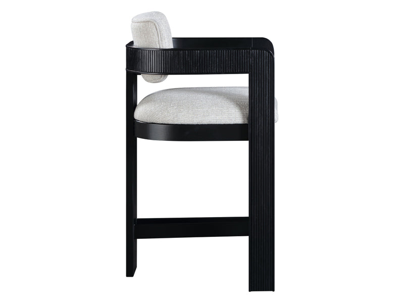 Sacha 20.5" Wide Black Frame Linen Bar Stool (Set of 2)